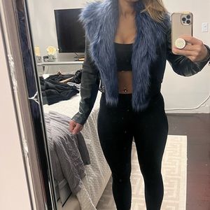 Black Moto Jacket with Removable Faux Fur - New without Tags